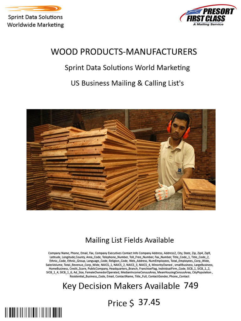 WOOD PRODUCTS-MANUFACTURERS