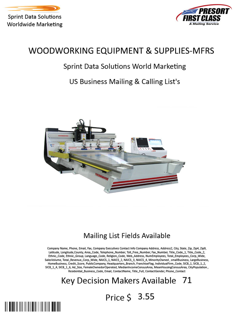 WOODWORKING EQUIPMENT & SUPPLIES-MFRS