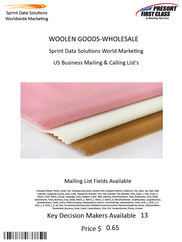 WOOLEN GOODS-WHOLESALE