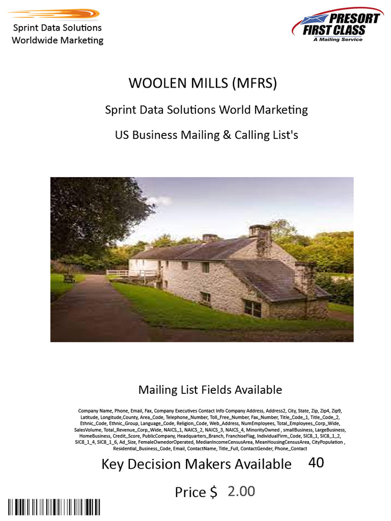 WOOLEN MILLS (MFRS)