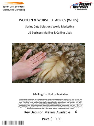 WOOLEN & WORSTED FABRICS (WHLS)